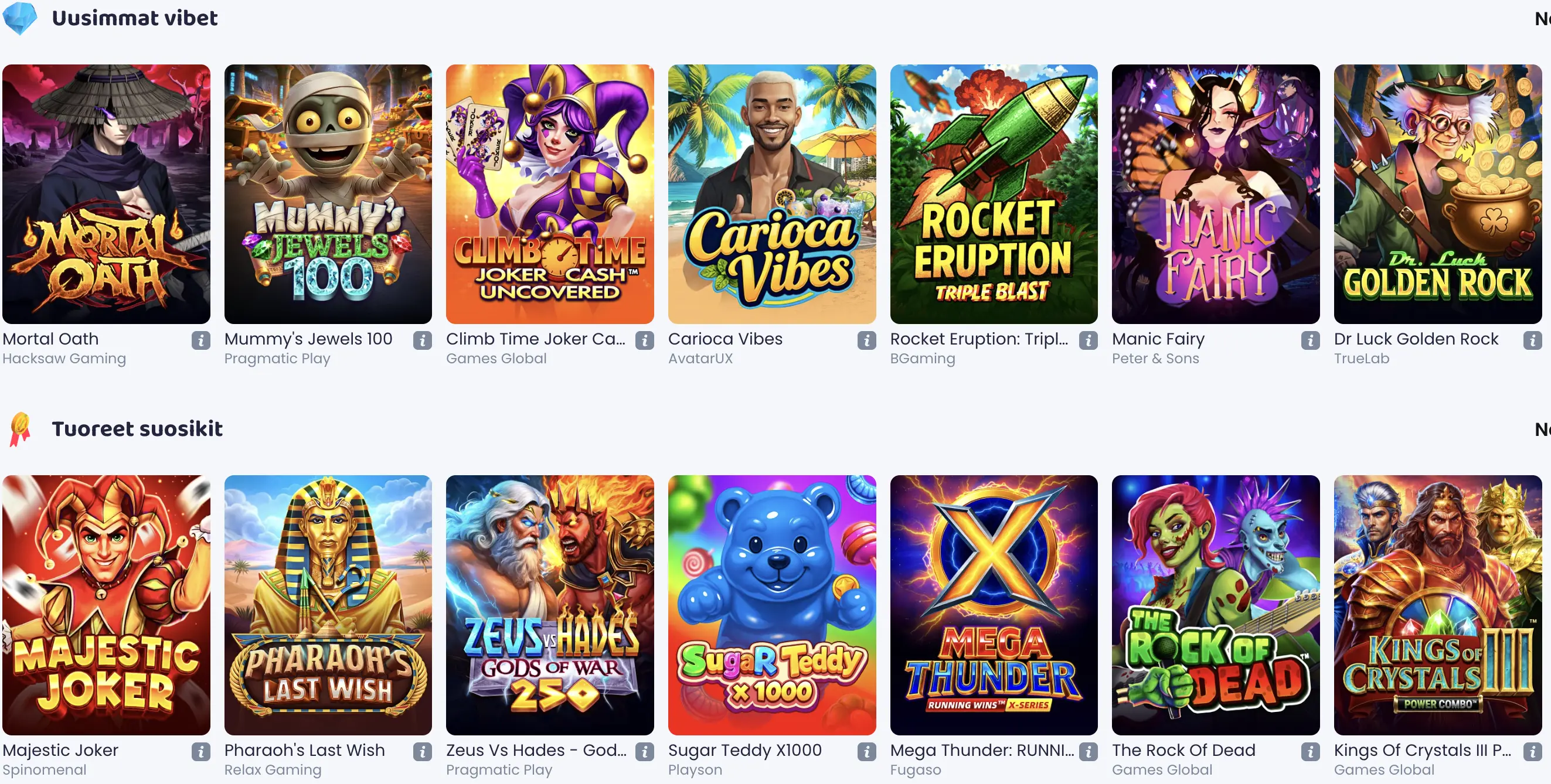 Vibes Casino pelivalikoima